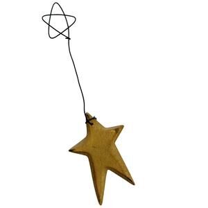 Primitive Farmhouse Christmas Yellow Wooden Star Ornament